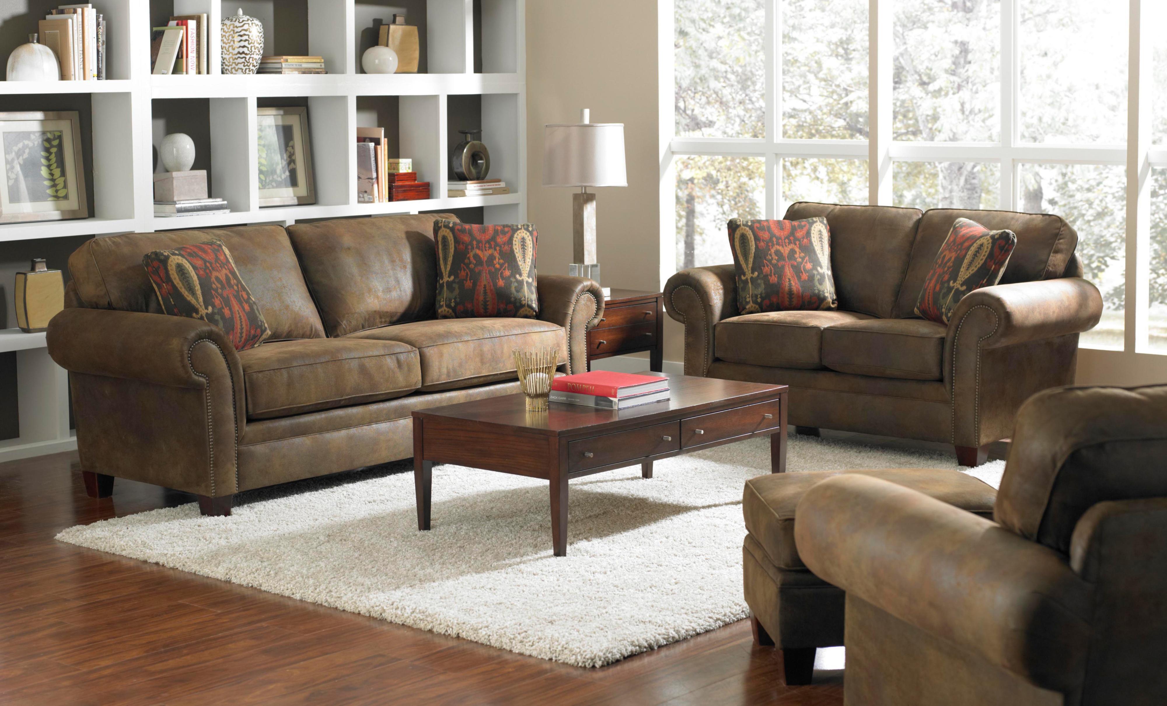 Broyhill Furniture Travis Transitional Loveseat with Rolled Arms and